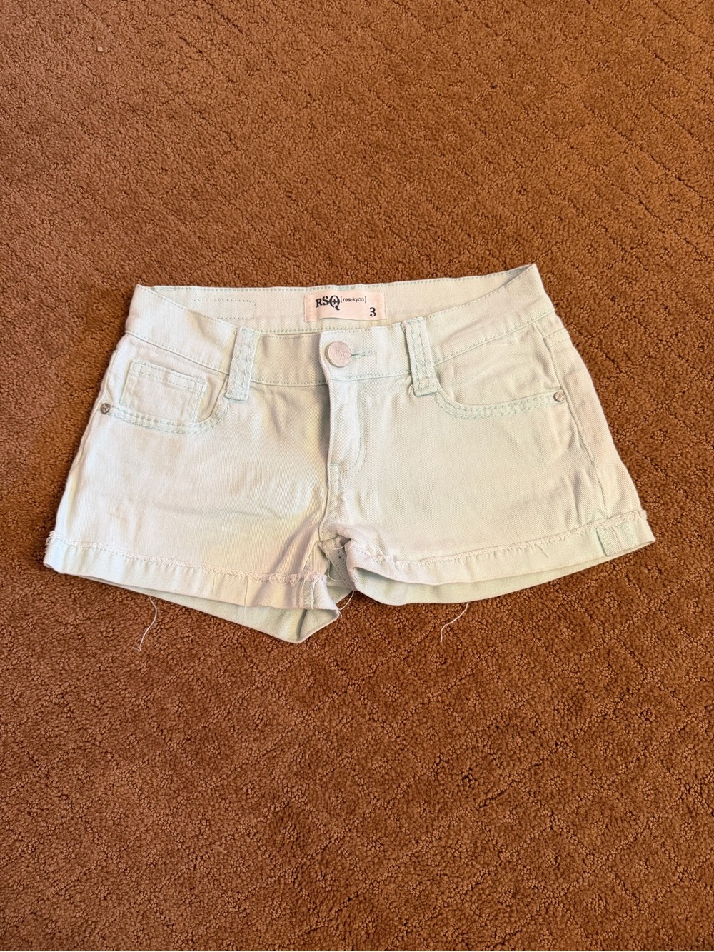RSQ Mint Green Low Rise Micro Denim Shorts Women’s Size 3
